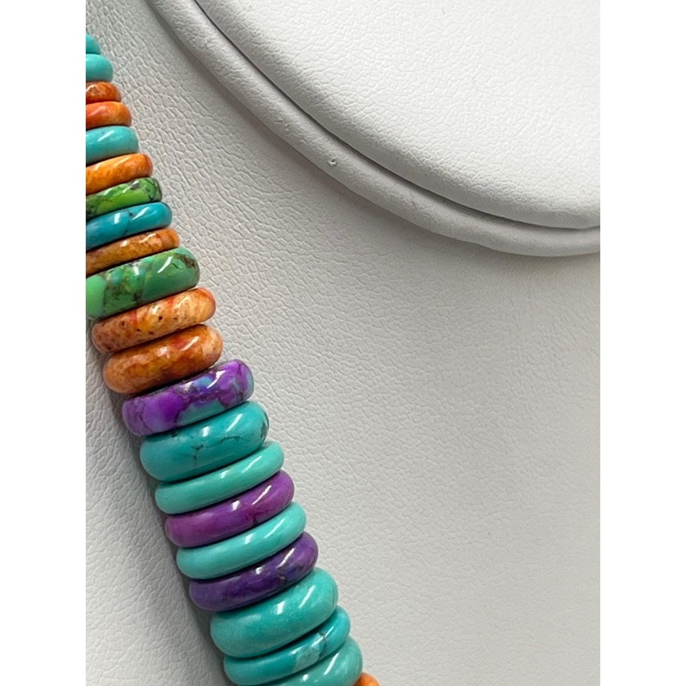 JAY KING DTR Vintage Sterling Silver Colorful Royston Turquoise Heishi Necklace - Picture 10 of 14